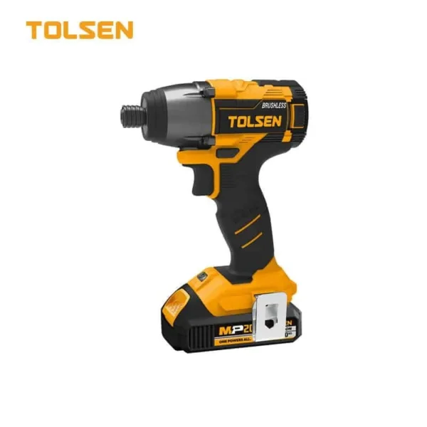 Tolsen 20V Brushless Cordless Impact Driver 200Nm Industrial Power Tool with Li-Ion Batteries and Fast Charger