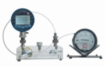 HS700 pneumatic pressure comparator top view with dual pressure ports calibration pump